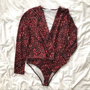 Zara red leopard bodysuit